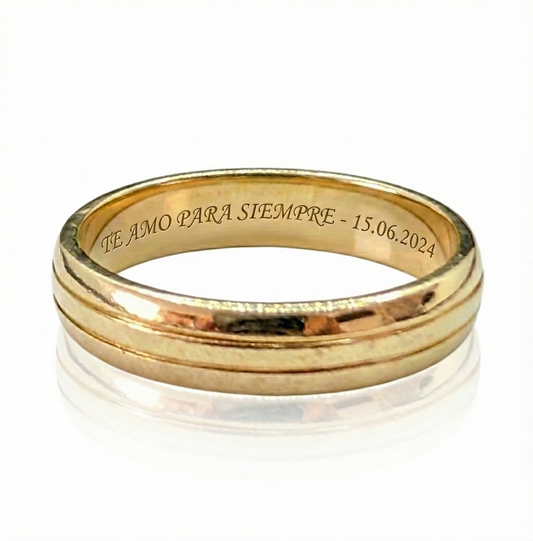 Argolla matrimonio plana dos líneas