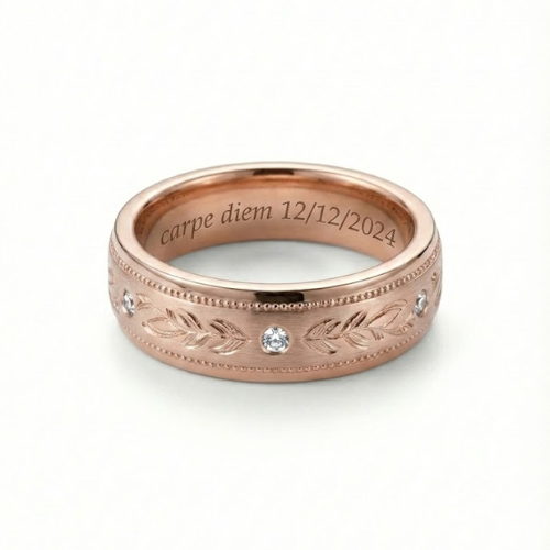 Argolla Rosada Diamantada y Con Diamante