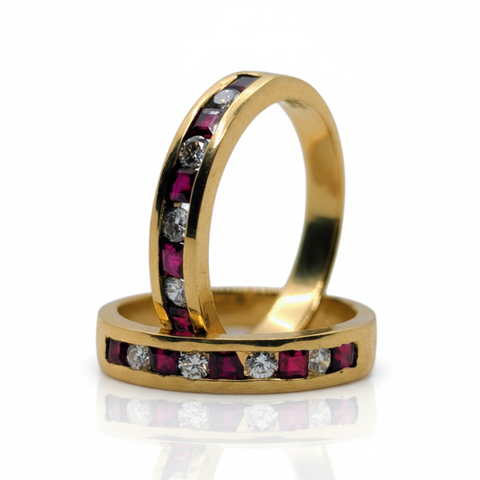 Argollas rubi y diamantes