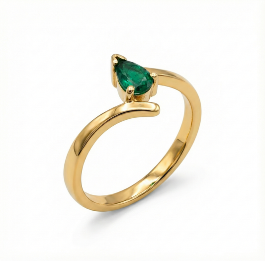 ANILLO LAGRIMA DE ESMERALDA