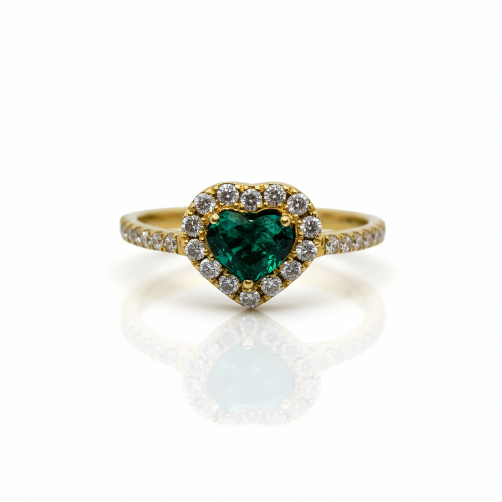Anillo Corazon Esmeralda