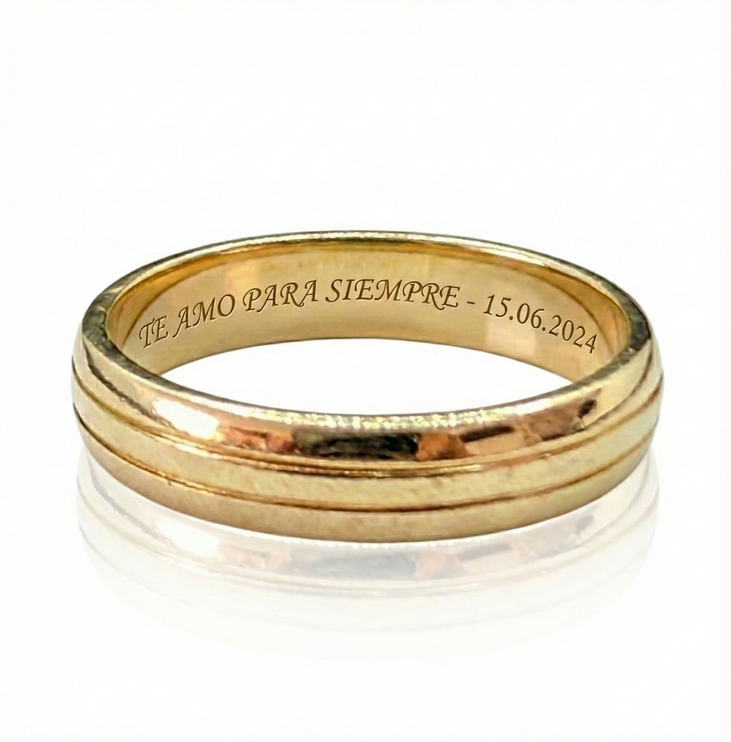 Argolla matrimonio plana dos líneas