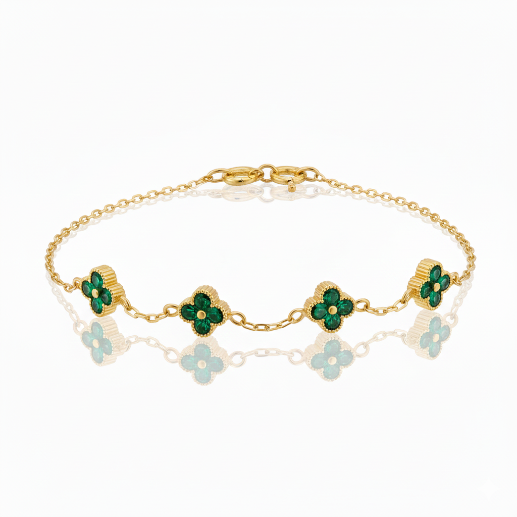 pulsera Flor En Esmeralda