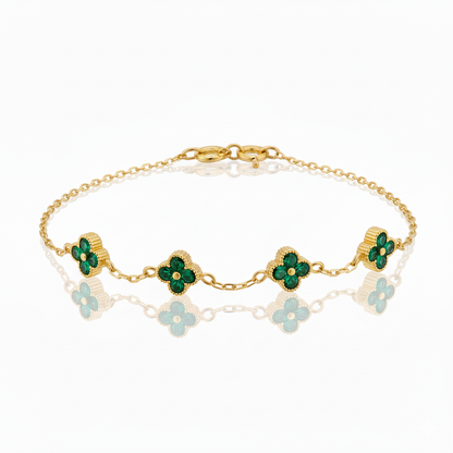 pulsera Flor En Esmeralda