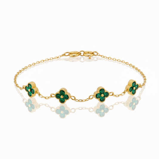 pulsera Flor En Esmeralda