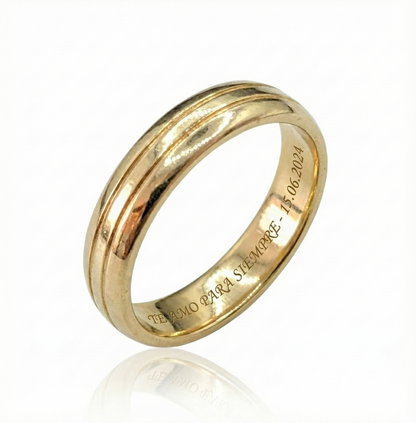 Argolla matrimonio plana dos líneas