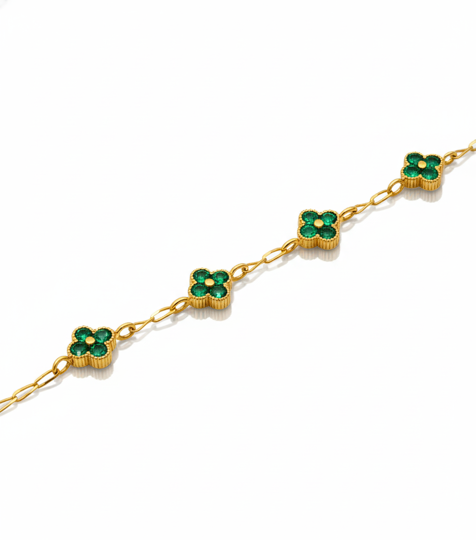 pulsera Flor En Esmeralda