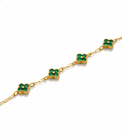 pulsera Flor En Esmeralda