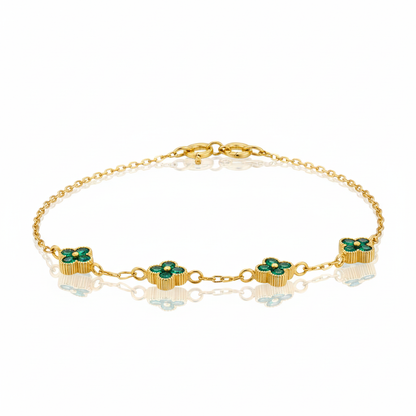 pulsera Flor En Esmeralda