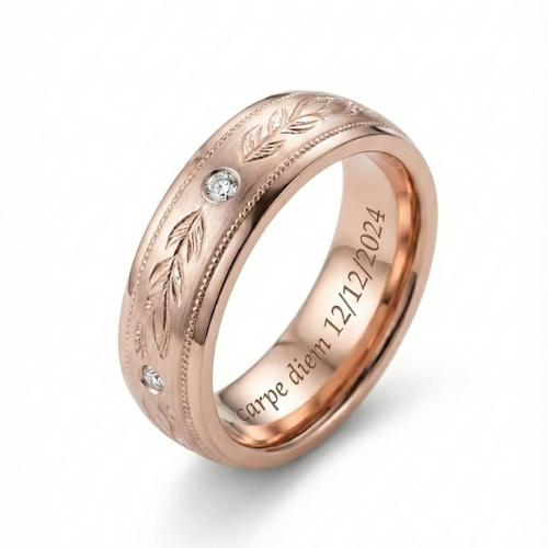 Argolla Rosada Diamantada y Con Diamante