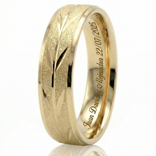 Argolla Con Relieve Diamantada Estilo hoja