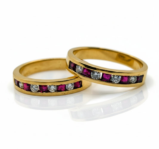 Argollas rubi y diamantes