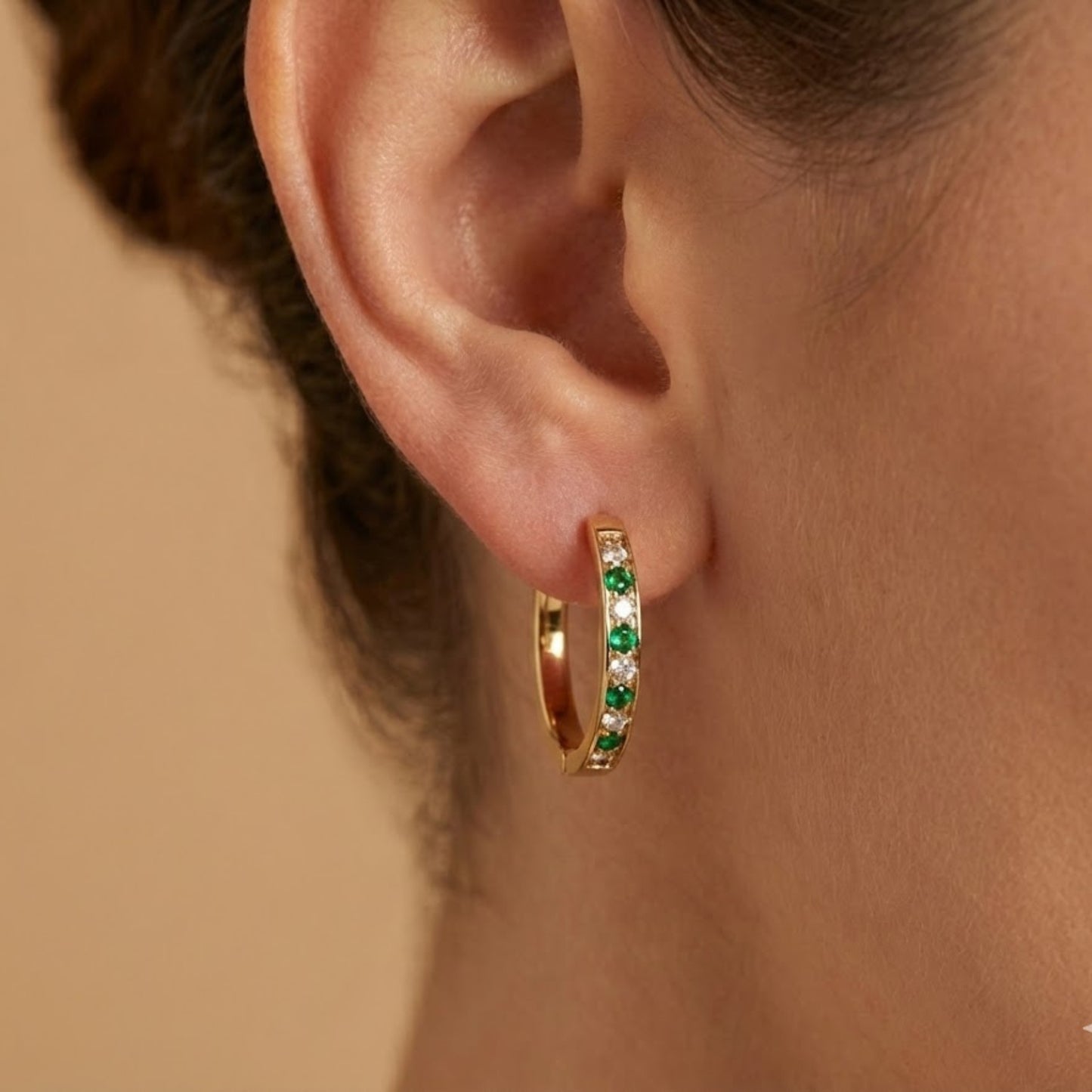 Candongas diamante y esmeralda