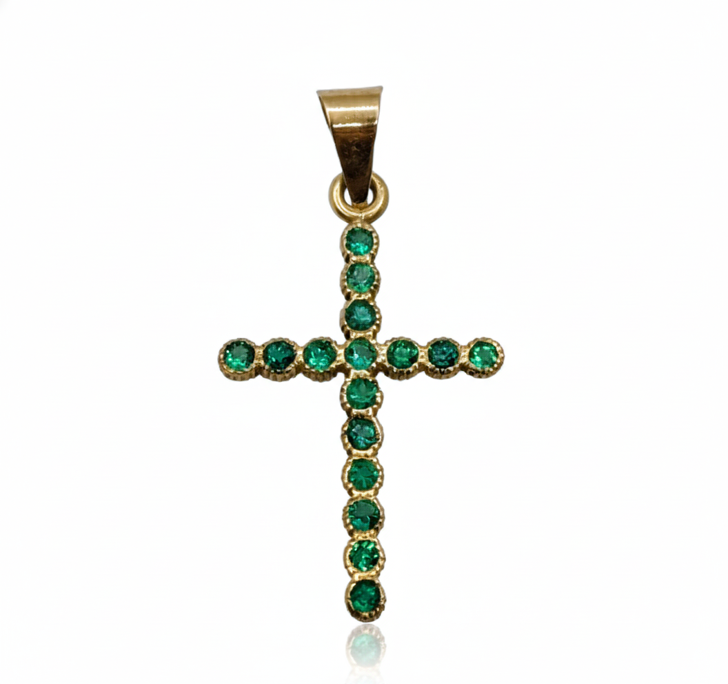 Dije Cruz Oro y Esmeralda