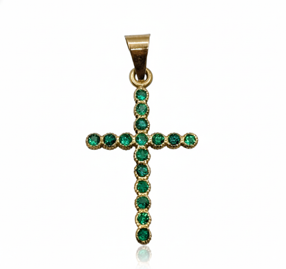 Dije Cruz Oro y Esmeralda