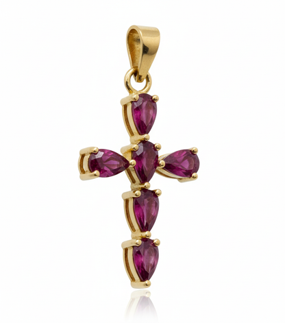 Dije Cruz Lagrima En Rubi