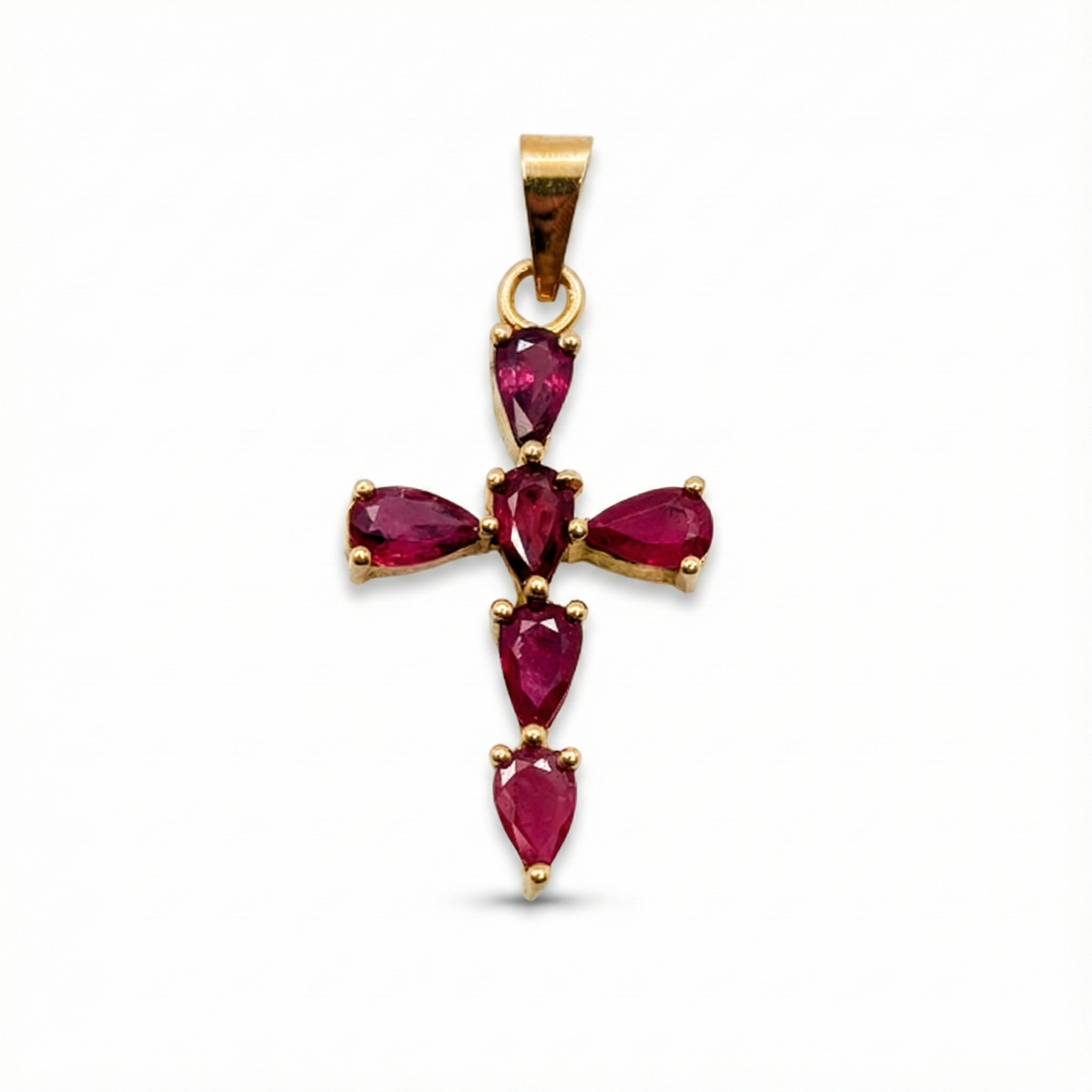 Dije Cruz Lagrima En Rubi