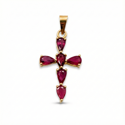 Dije Cruz Lagrima En Rubi