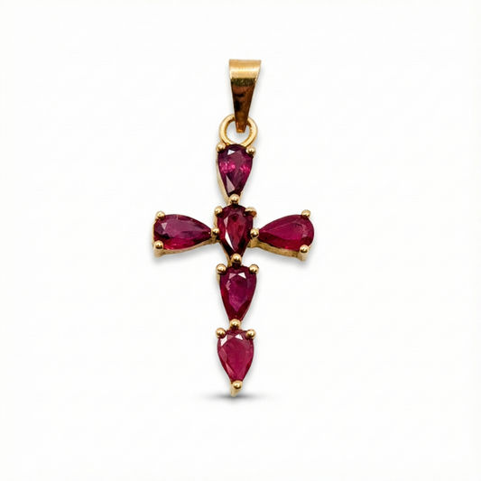 Dije Cruz Lagrima En Rubi