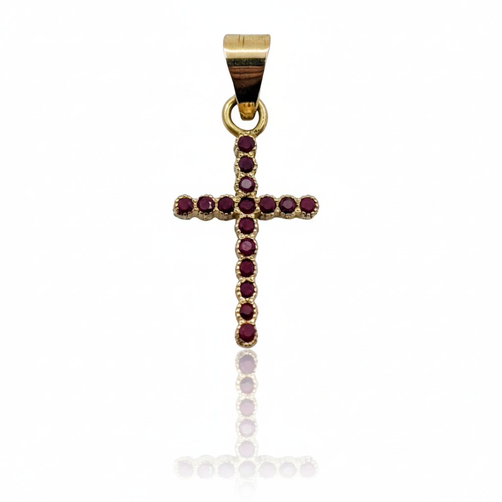 Dije Cruz Oro y Rubi