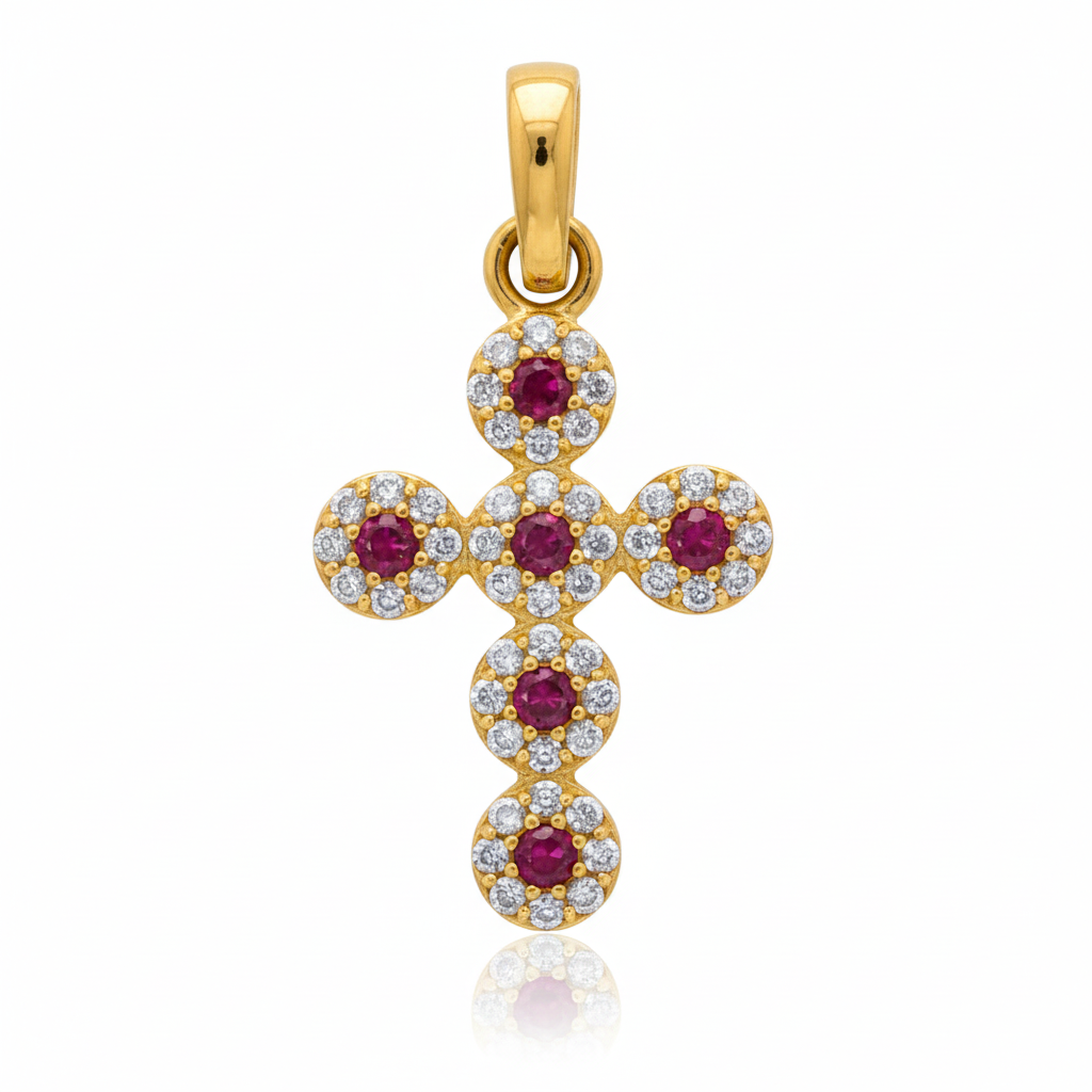 Dije Cruz Diamantes y Rubis