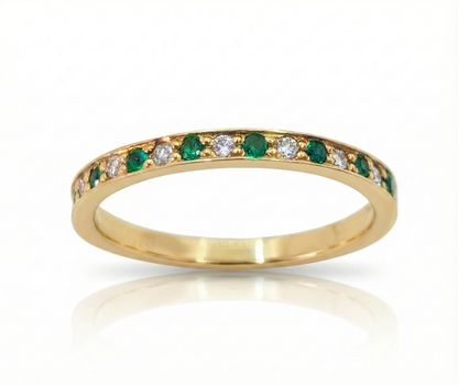 Media argolla diamante y esmeralda