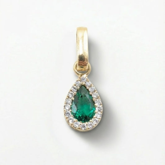 Dije Lagrima Esmeralda y Diamantes