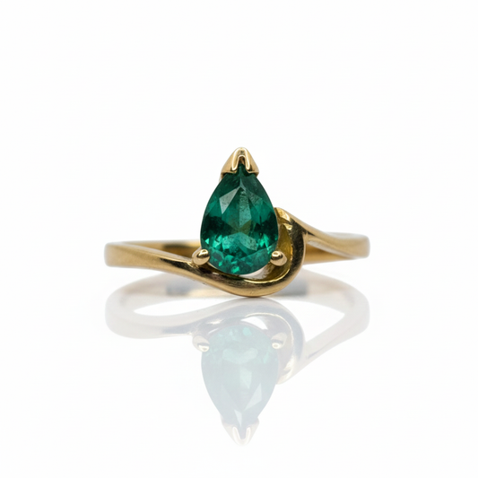 Solitario Lagrima Esmeralda