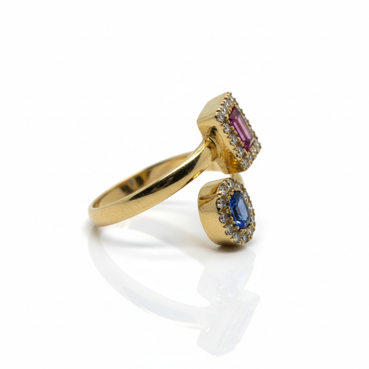 Anillo Tu y Yo Cuadro y Circular