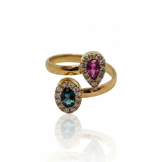 Anillo tu y yo zafiro -rubi