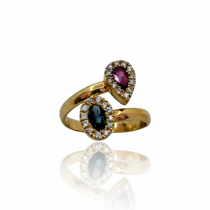 Anillo tu y yo zafiro -rubi