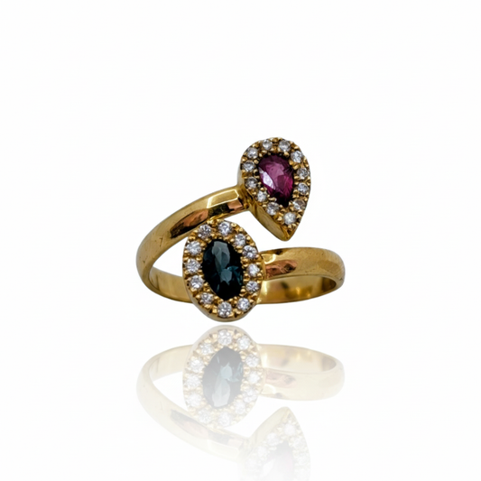 Anillo tu y yo zafiro -rubi