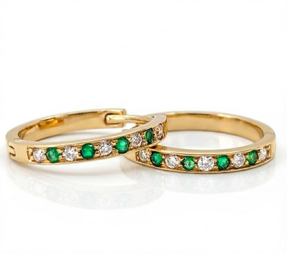 Candongas diamante y esmeralda