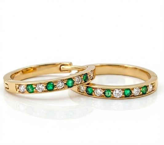 Candongas diamante y esmeralda